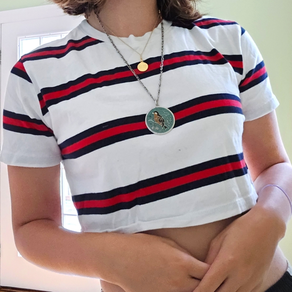 SOLD Brandy Melville + John Galt Stripped Cropped t-shirt